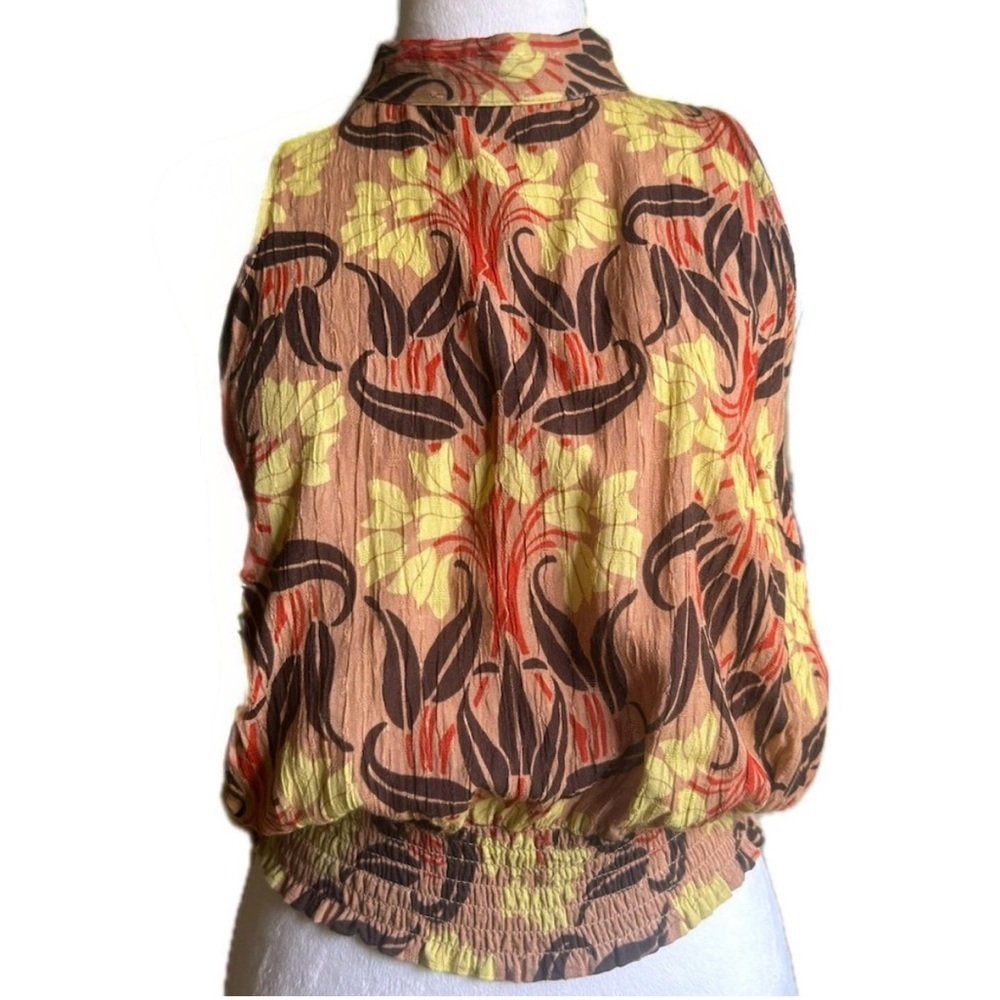 Haute Hippie 70s Floral Boho Print Patterned Sleeveless Halter Neck Blouse Top M - Picture 2 of 9